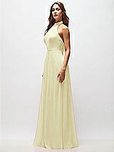 Side View Thumbnail - Butter Yellow High Neck Halter Backless Maxi Dress