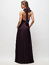 Rear View Thumbnail - Deep Plum High Neck Halter Backless Maxi Dress