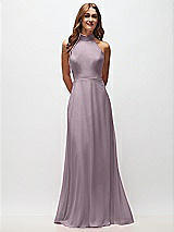 Front View Thumbnail - Lilac Dusk High Neck Halter Backless Maxi Dress
