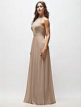 Side View Thumbnail - Topaz High Neck Halter Backless Maxi Dress