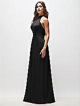 Side View Thumbnail - Black High Neck Halter Backless Maxi Dress