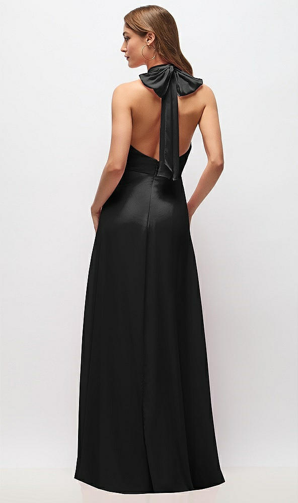 Back View - Black High Neck Halter Backless Maxi Dress