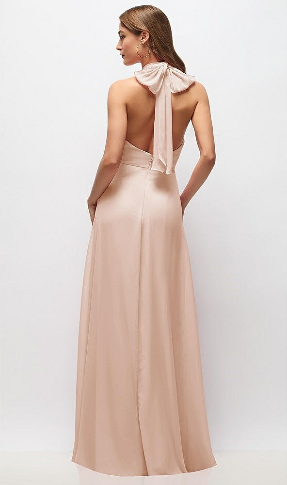 Back View - Cameo High Neck Halter Backless Maxi Dress