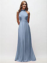 Front View Thumbnail - Cloudy High Neck Halter Backless Maxi Dress