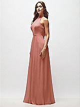 Side View Thumbnail - Desert Rose High Neck Halter Backless Maxi Dress