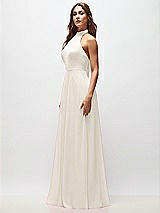 Side View Thumbnail - Ivory High Neck Halter Backless Maxi Dress