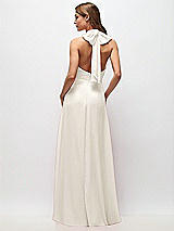 Rear View Thumbnail - Ivory High Neck Halter Backless Maxi Dress