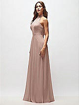 Side View Thumbnail - Neu Nude High Neck Halter Backless Maxi Dress