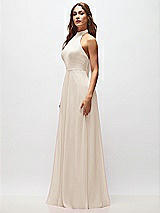 Side View Thumbnail - Oat High Neck Halter Backless Maxi Dress