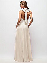 Rear View Thumbnail - Oat High Neck Halter Backless Maxi Dress