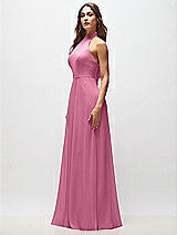 Side View Thumbnail - Orchid Pink High Neck Halter Backless Maxi Dress