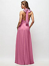 Rear View Thumbnail - Orchid Pink High Neck Halter Backless Maxi Dress