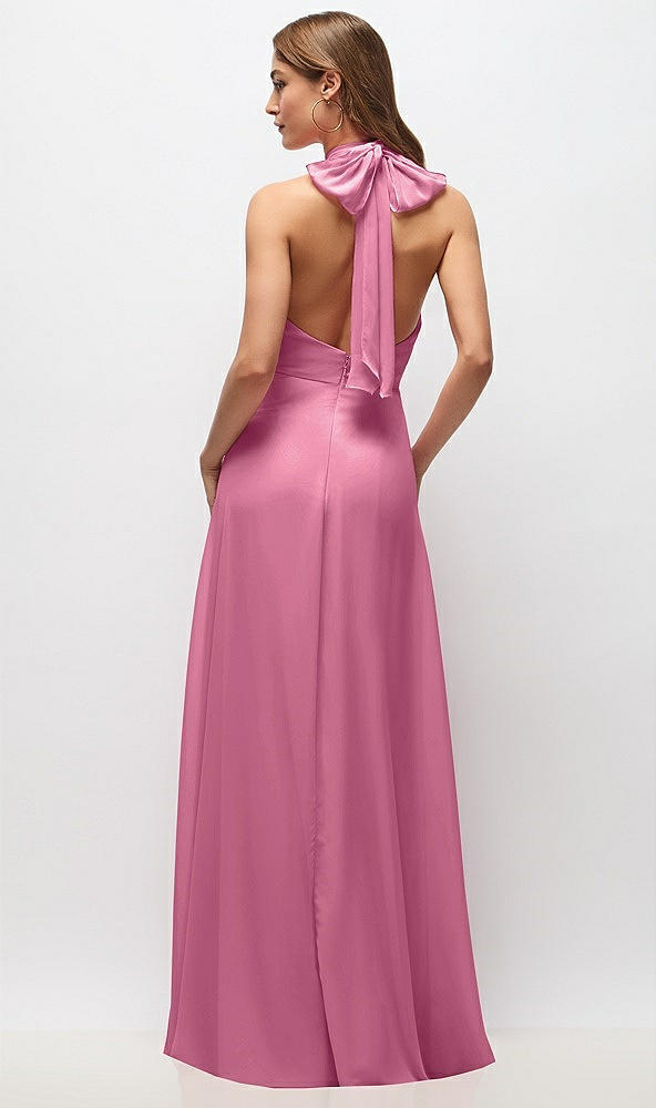Back View - Orchid Pink High Neck Halter Backless Maxi Dress