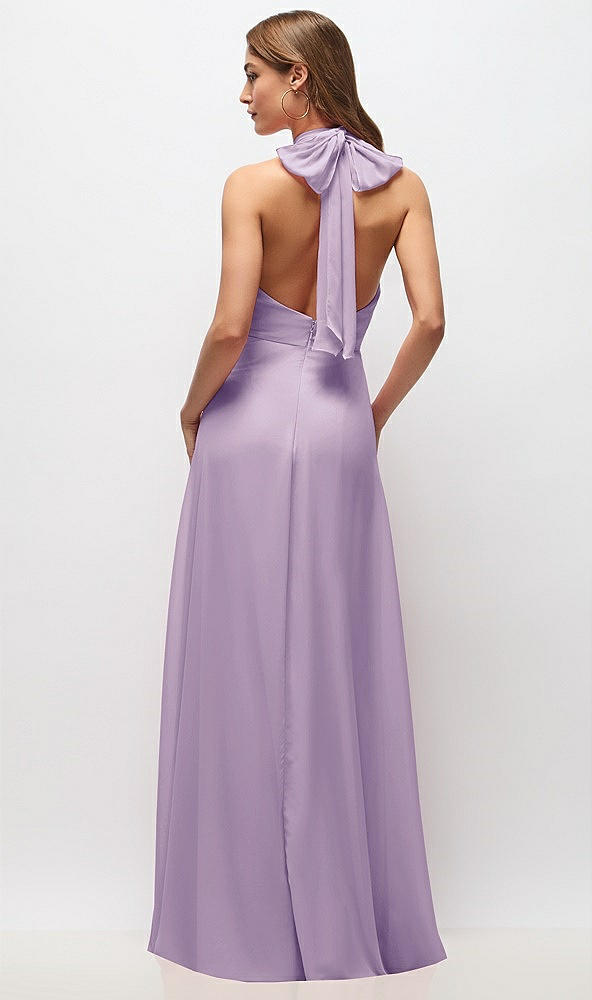 Back View - Pale Purple High Neck Halter Backless Maxi Dress