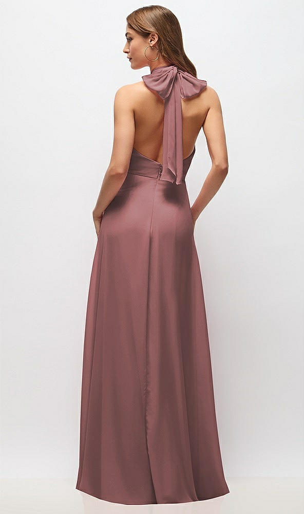 Back View - Rosewood High Neck Halter Backless Maxi Dress