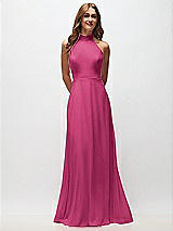 Front View Thumbnail - Tea Rose High Neck Halter Backless Maxi Dress