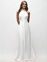 Front View Thumbnail - White High Neck Halter Backless Maxi Dress