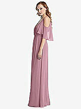 Side View Thumbnail - Dusty Pink Convertible Cold-Shoulder Draped Wrap Maxi Dress