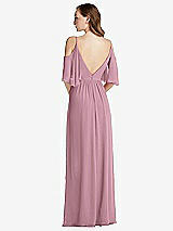 Rear View Thumbnail - Dusty Pink Convertible Cold-Shoulder Draped Wrap Maxi Dress