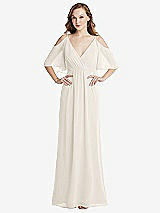 Alt View 1 Thumbnail - Ivory Convertible Cold-Shoulder Draped Wrap Maxi Dress