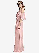 Side View Thumbnail - Rose Convertible Cold-Shoulder Draped Wrap Maxi Dress