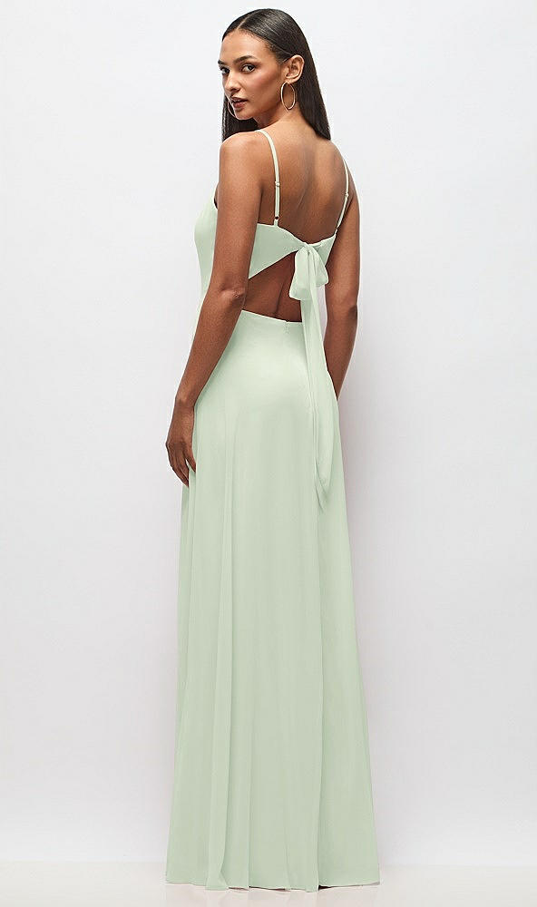 Back View - Mint Green Tie-Back Cutout Maxi Dress with Front Slit