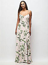 Front View Thumbnail - Palm Beach Print Tie-Back Cutout Maxi Dress with Front Slit