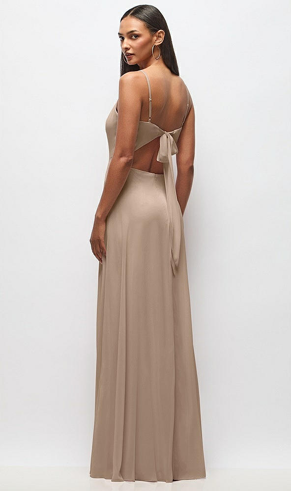 Back View - Topaz Tie-Back Cutout Maxi Dress with Front Slit