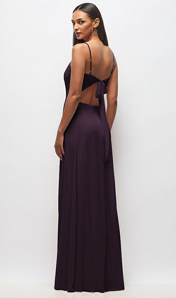 Back View - Aubergine Tie-Back Cutout Maxi Dress with Front Slit
