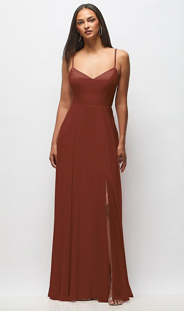 Front View - Auburn Moon Tie-Back Cutout Maxi Dress with Front Slit