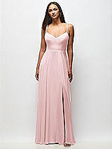 Front View Thumbnail - Ballet Pink Tie-Back Cutout Maxi Dress with Front Slit