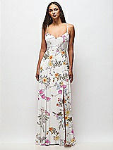 Front View Thumbnail - Butterfly Botanica Ivory Tie-Back Cutout Maxi Dress with Front Slit