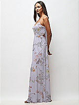 Side View Thumbnail - Butterfly Botanica Silver Dove Tie-Back Cutout Maxi Dress with Front Slit