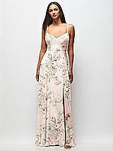 Front View Thumbnail - Blush Garden Tie-Back Cutout Maxi Dress with Front Slit