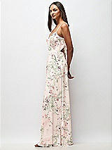 Side View Thumbnail - Blush Garden Tie-Back Cutout Maxi Dress with Front Slit