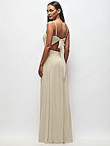 Rear View Thumbnail - Champagne Tie-Back Cutout Maxi Dress with Front Slit