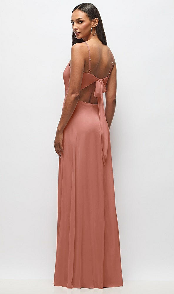 Back View - Desert Rose Tie-Back Cutout Maxi Dress with Front Slit