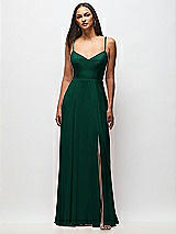 Front View Thumbnail - Hunter Green Tie-Back Cutout Maxi Dress with Front Slit