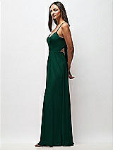 Side View Thumbnail - Hunter Green Tie-Back Cutout Maxi Dress with Front Slit
