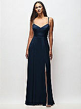 Front View Thumbnail - Midnight Navy Tie-Back Cutout Maxi Dress with Front Slit