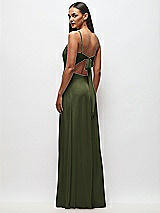 Rear View Thumbnail - Olive Green Tie-Back Cutout Maxi Dress with Front Slit
