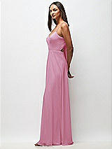 Side View Thumbnail - Powder Pink Tie-Back Cutout Maxi Dress with Front Slit