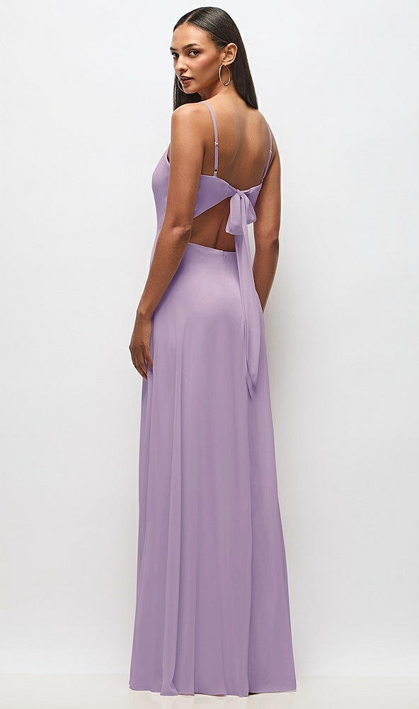Back View - Pale Purple Tie-Back Cutout Maxi Dress with Front Slit
