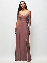 Front View Thumbnail - Rosewood Tie-Back Cutout Maxi Dress with Front Slit