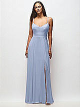 Front View Thumbnail - Sky Blue Tie-Back Cutout Maxi Dress with Front Slit