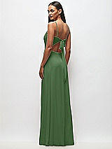 Rear View Thumbnail - Vineyard Green Tie-Back Cutout Maxi Dress with Front Slit