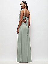 Rear View Thumbnail - Willow Green Tie-Back Cutout Maxi Dress with Front Slit