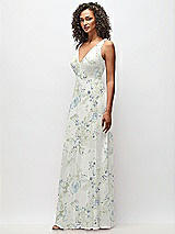 Side View Thumbnail - Bleu Garden Deep V-Neck Chiffon Maxi Dress