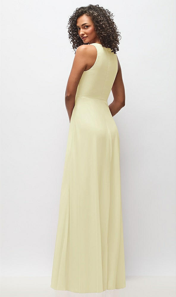 Back View - Butter Yellow Deep V-Neck Chiffon Maxi Dress