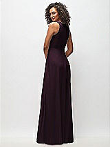 Rear View Thumbnail - Deep Plum Deep V-Neck Chiffon Maxi Dress
